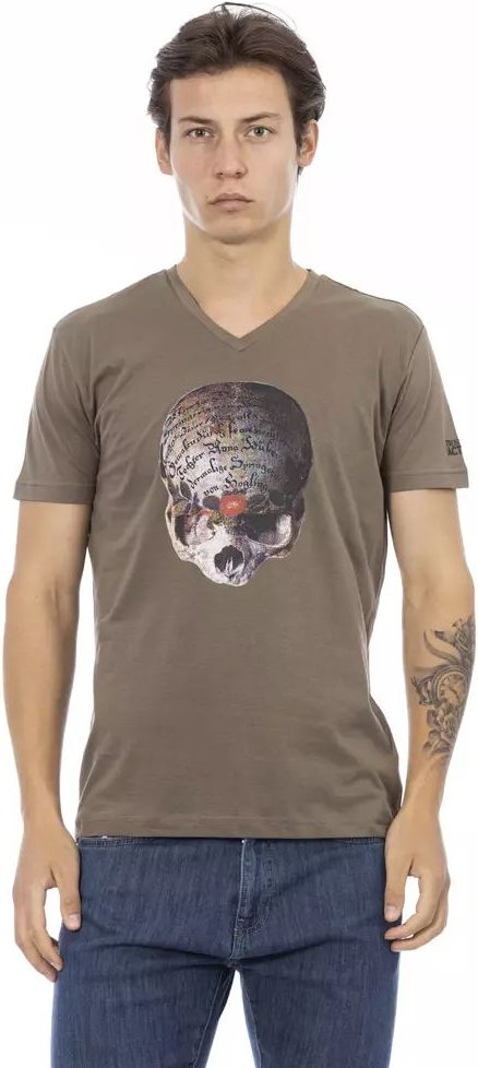 Skull Grafik V-Ausschnitt T-Shirt