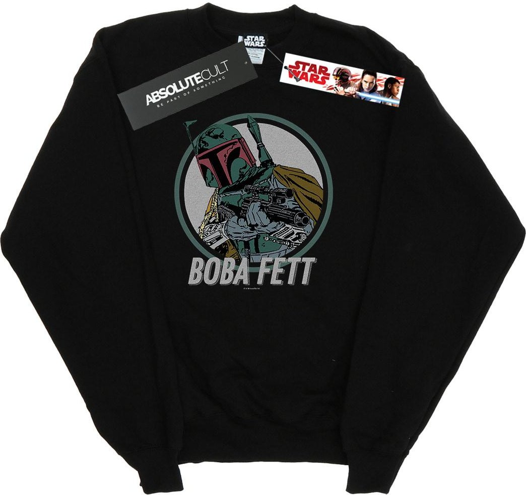 Star Wars Mens Boba Fett Retro Circle Sweatshirt (Noir)