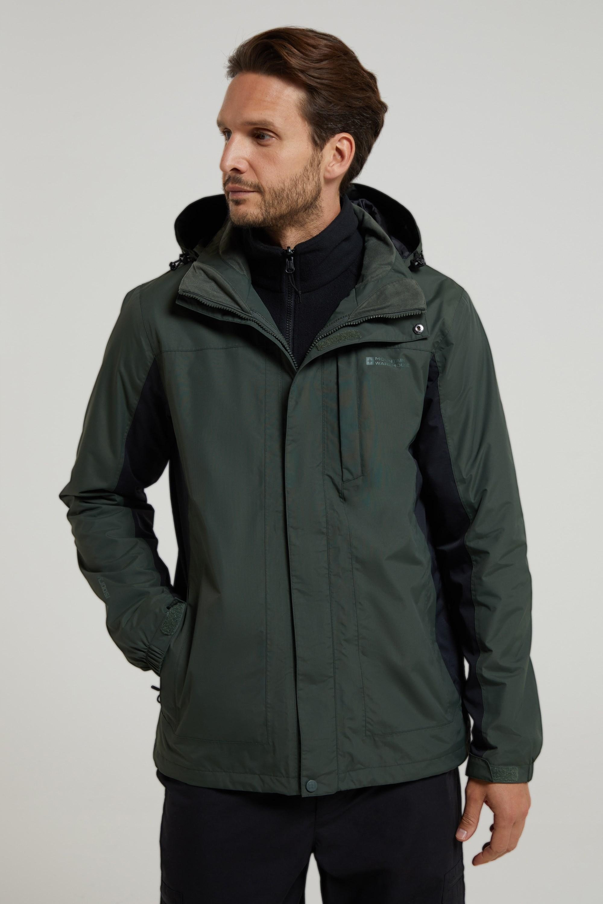 Thumbnail - Mountain Warehouse Herren Thunderstorm 3-in-1 wasserdichte Jacke (Khaki)