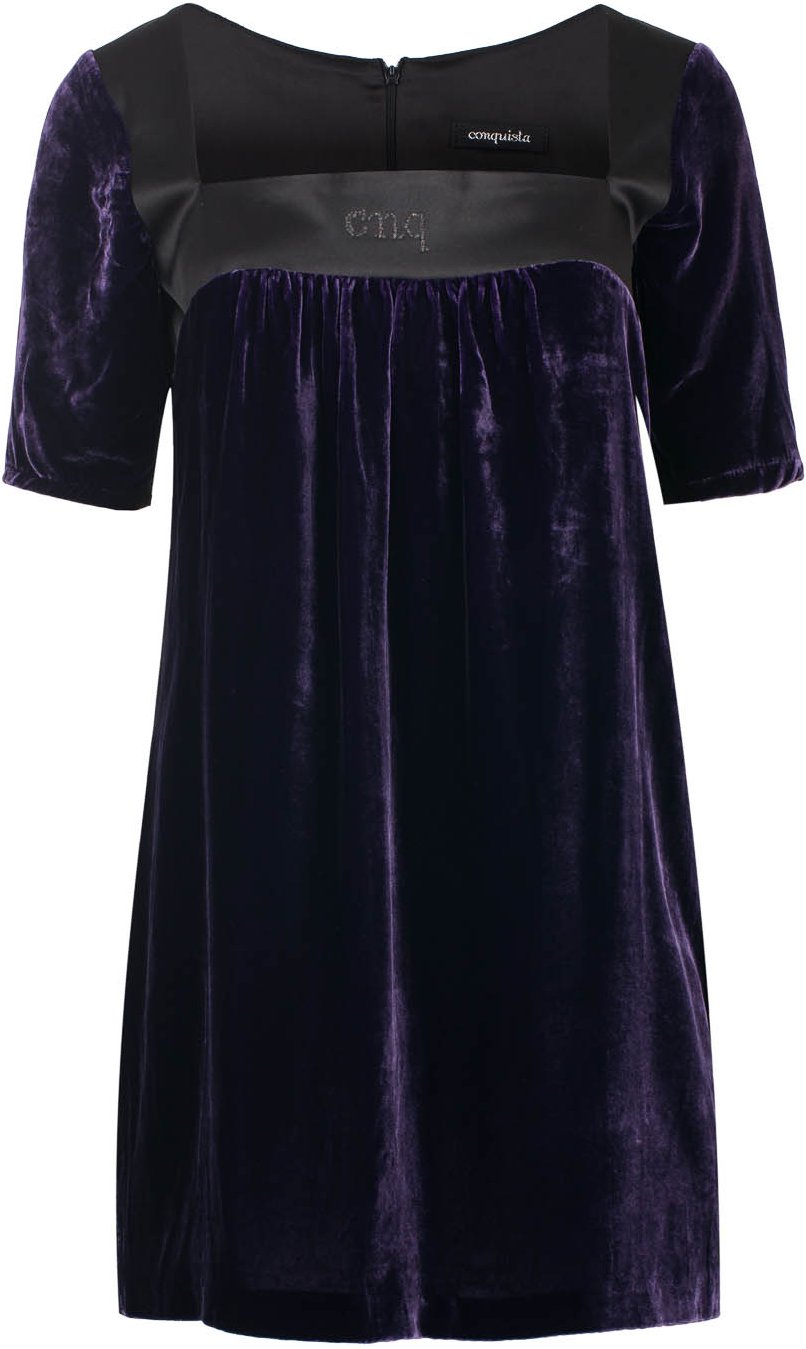 Kurzärmeliges Empire-Kleid aus Seiden-Viskose-Samt