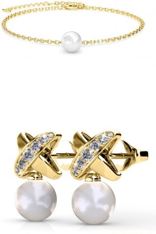 Chris Perlen-Kristall-Set - Gold und Kristall