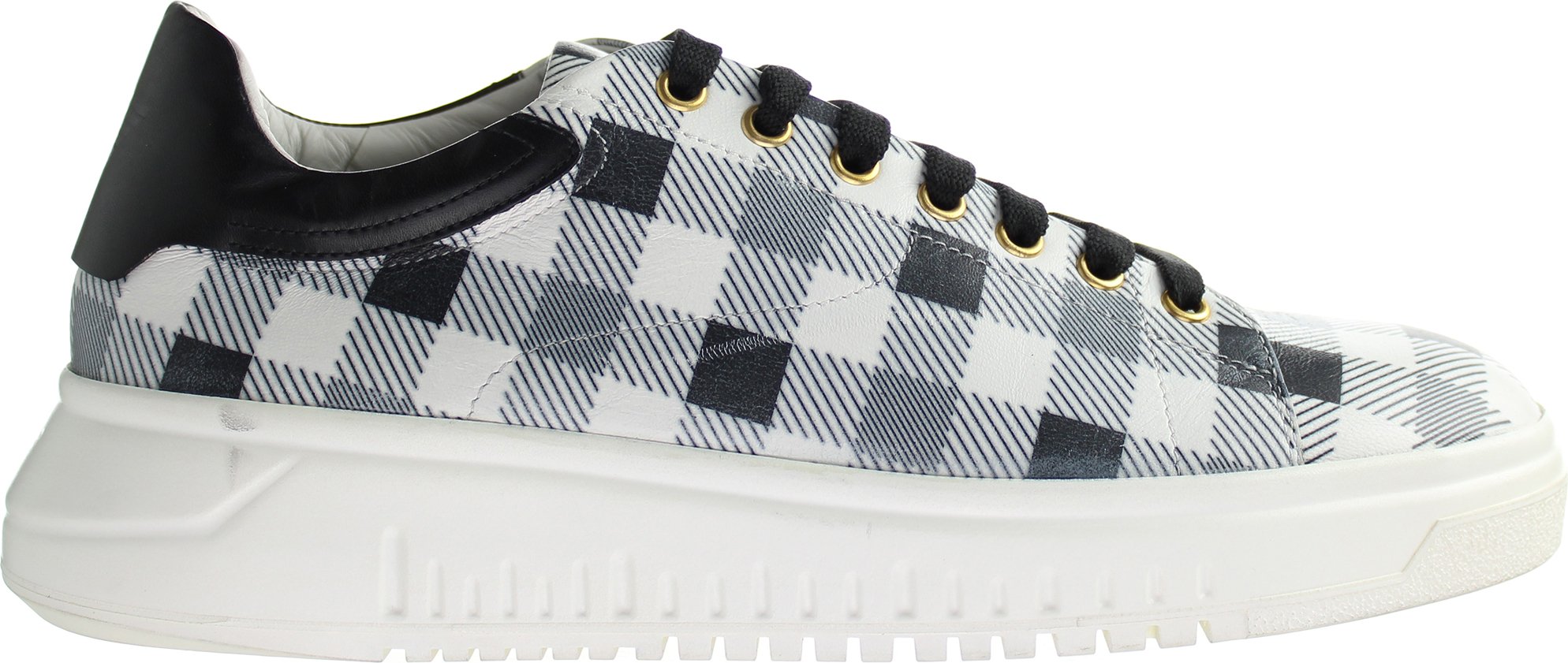 Emporio Armani karierte Herrenschwarz/Weiß -Trainer