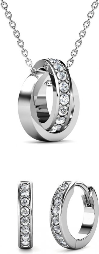 Parure et Coffret Circle Hoop - Argenté et Cristal