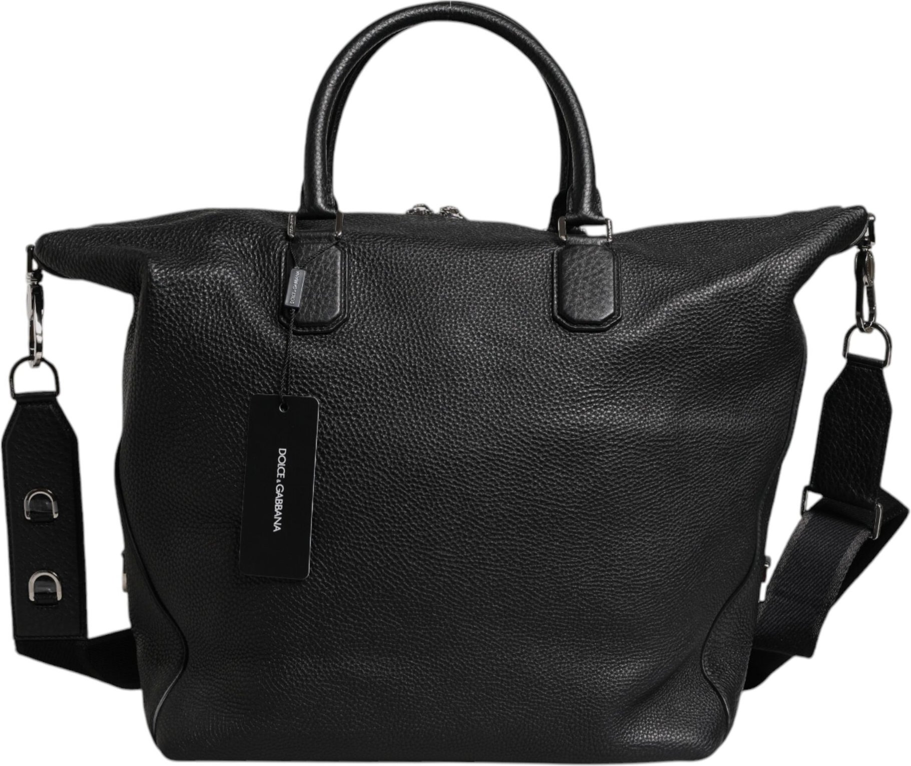 Schwarze Kalbsleder Hand- und Schulter-Duffle-Tasche