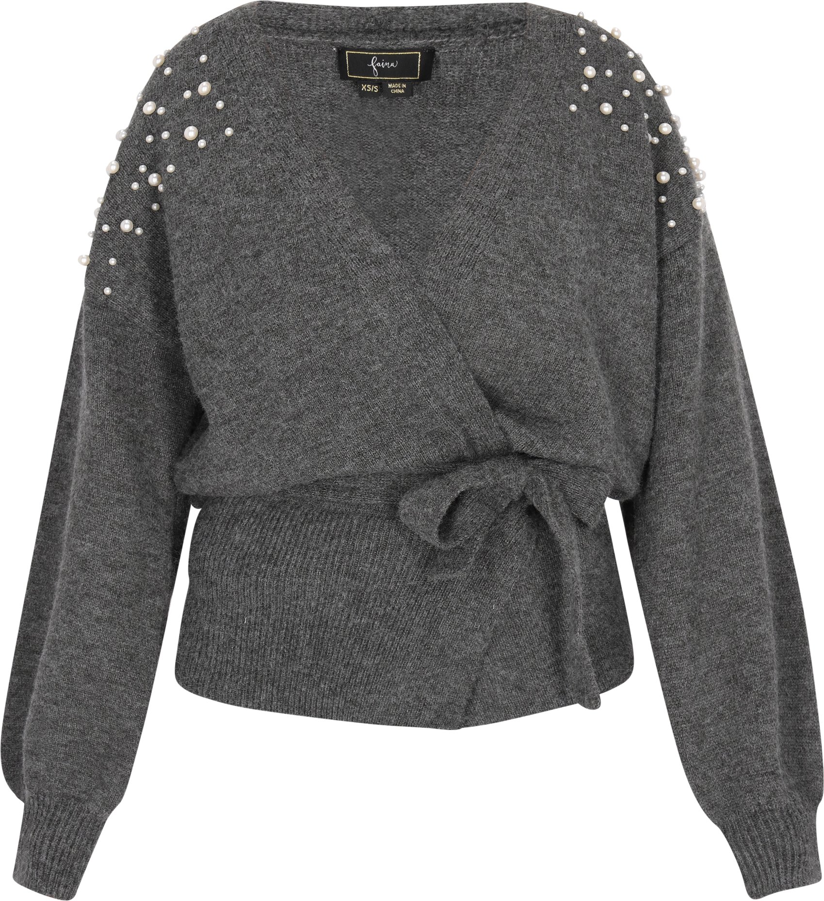 Faina Strickjacke Damen dunkelgrau melange