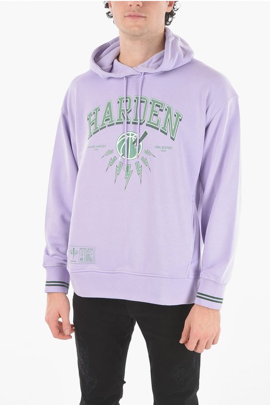 JAMES HARDEN x NEIL BARRETT Easy Fit Hoodie mit aufgedrucktem Logo in Violett