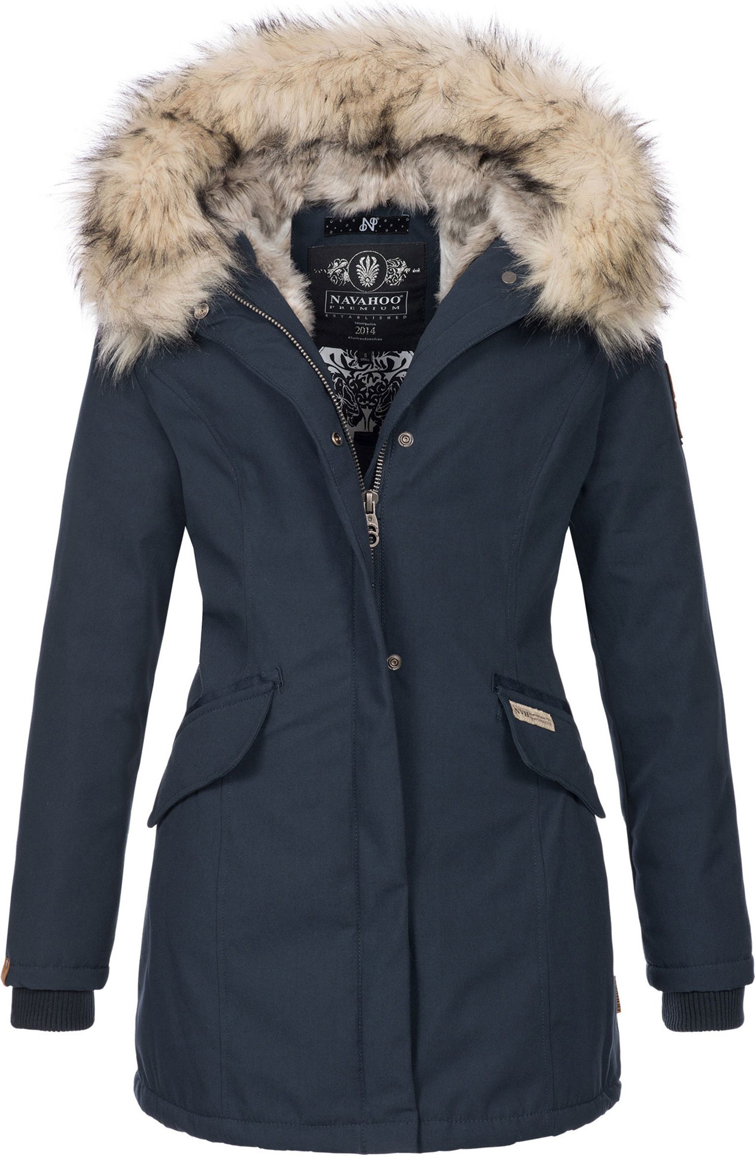 Navahoo Damen Winter Parka Cristal – Premium Kollektion mit Abnehmbarem Kunstfellkragen