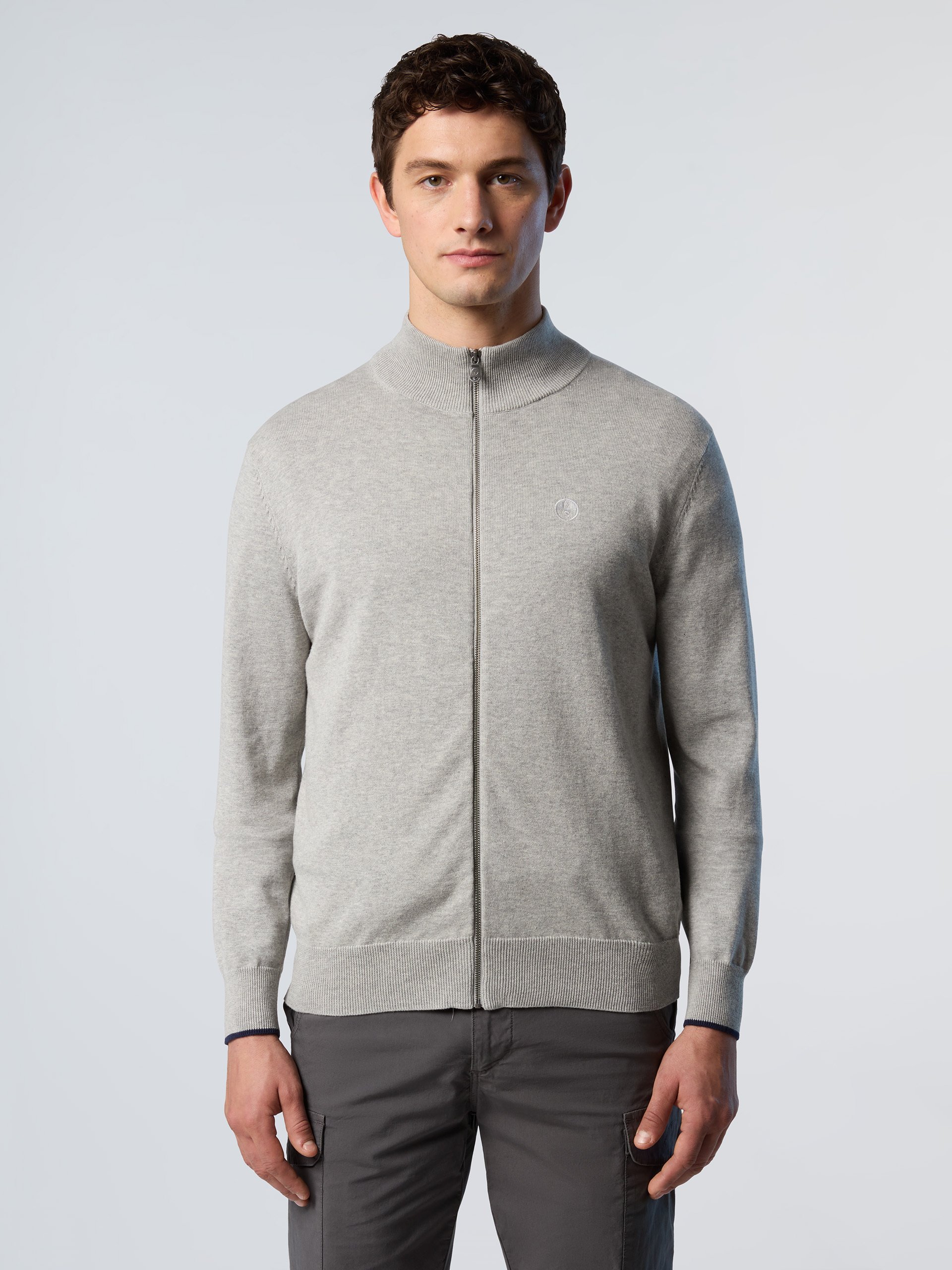 North Sails Pullover Durchgehender Reißverschluss mit gesticktem Logo