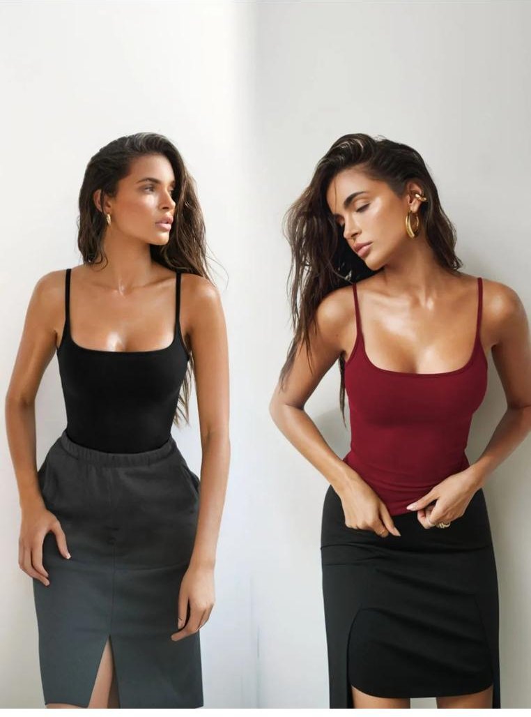Thumbnail - Damen Spitzen-Eck-Ausschnitt Top im 2er-Set