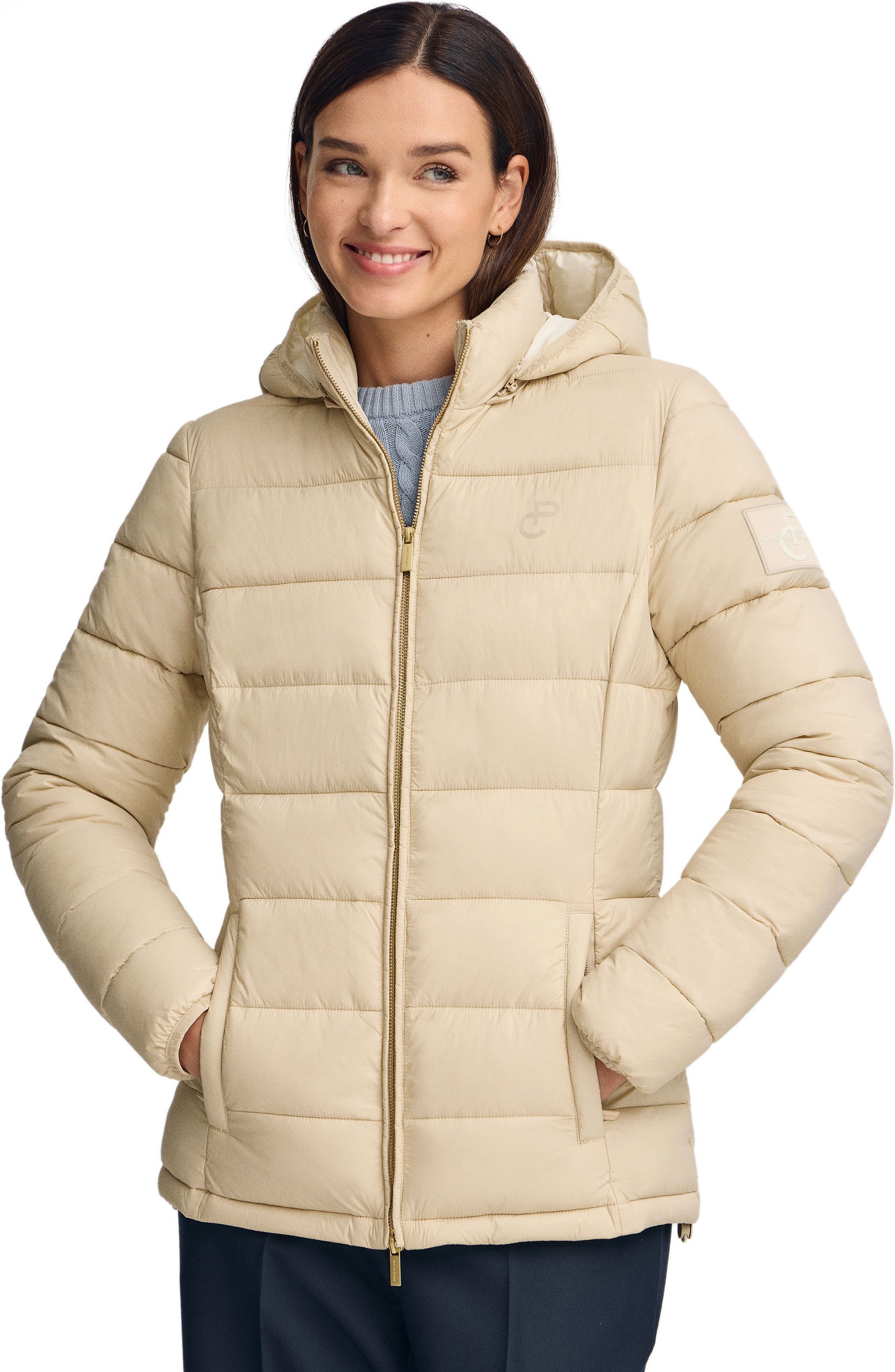 Jacke Cara Ultralight beige mit Polo Club-Logo