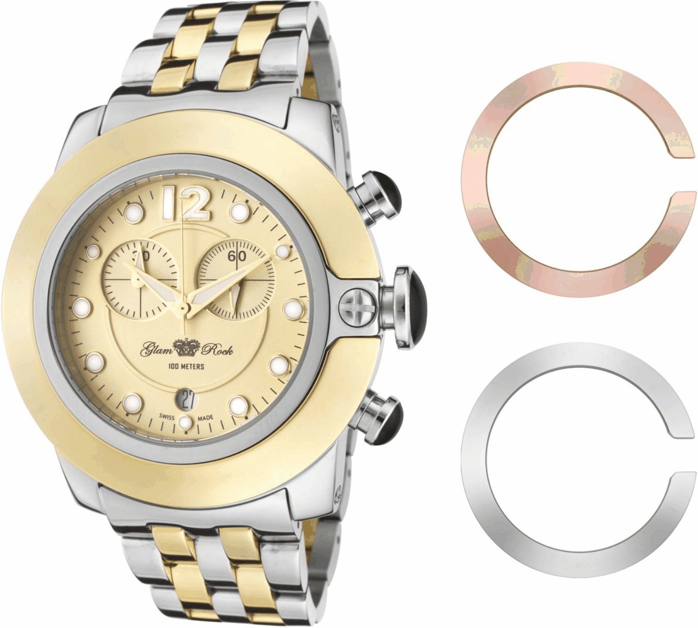 Glam Rock Damenuhr Quartz Silber Gold