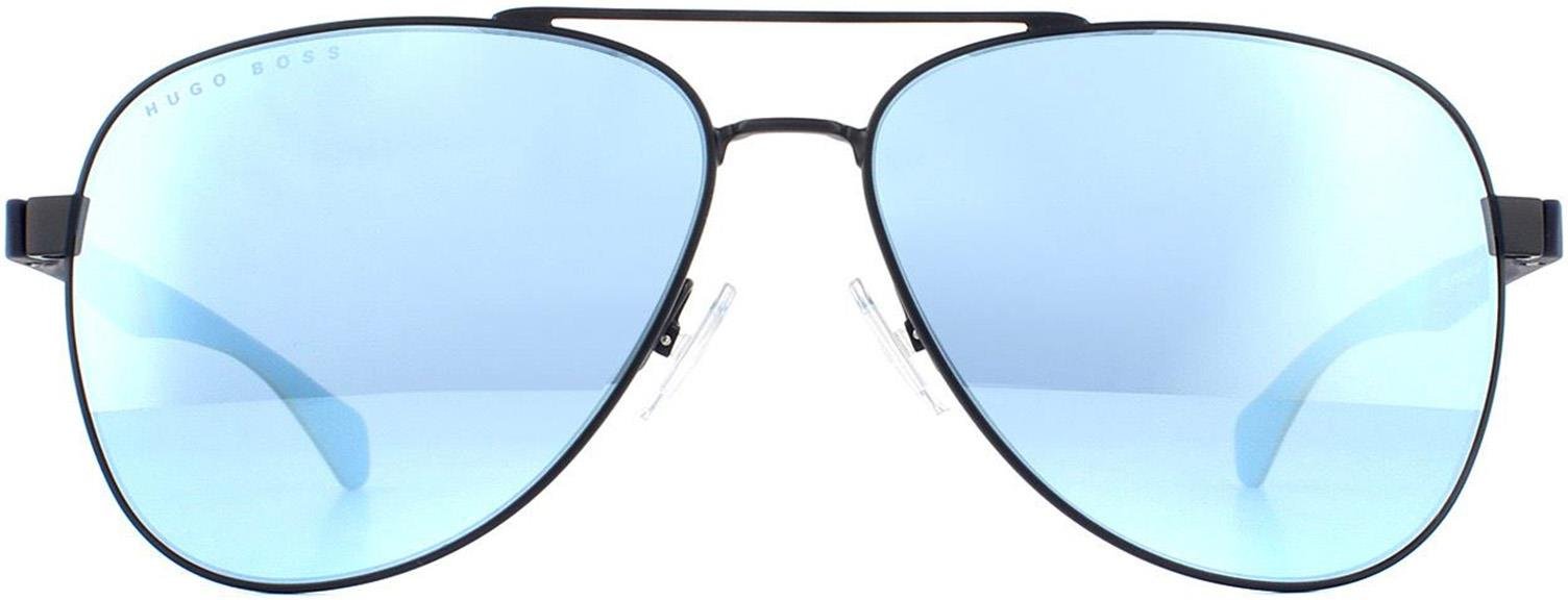 Hugo Boss Aviator Mens Matte Blue Blue Mirror Lunettes de soleil