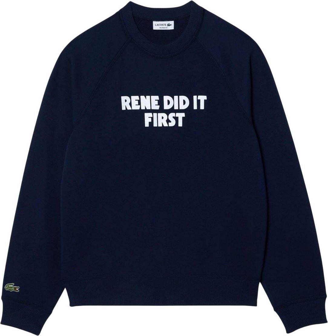 Lacoste - "Rene Did It First" Rundhalsausschnitt Sweatshirt für Herren leger (Marine)