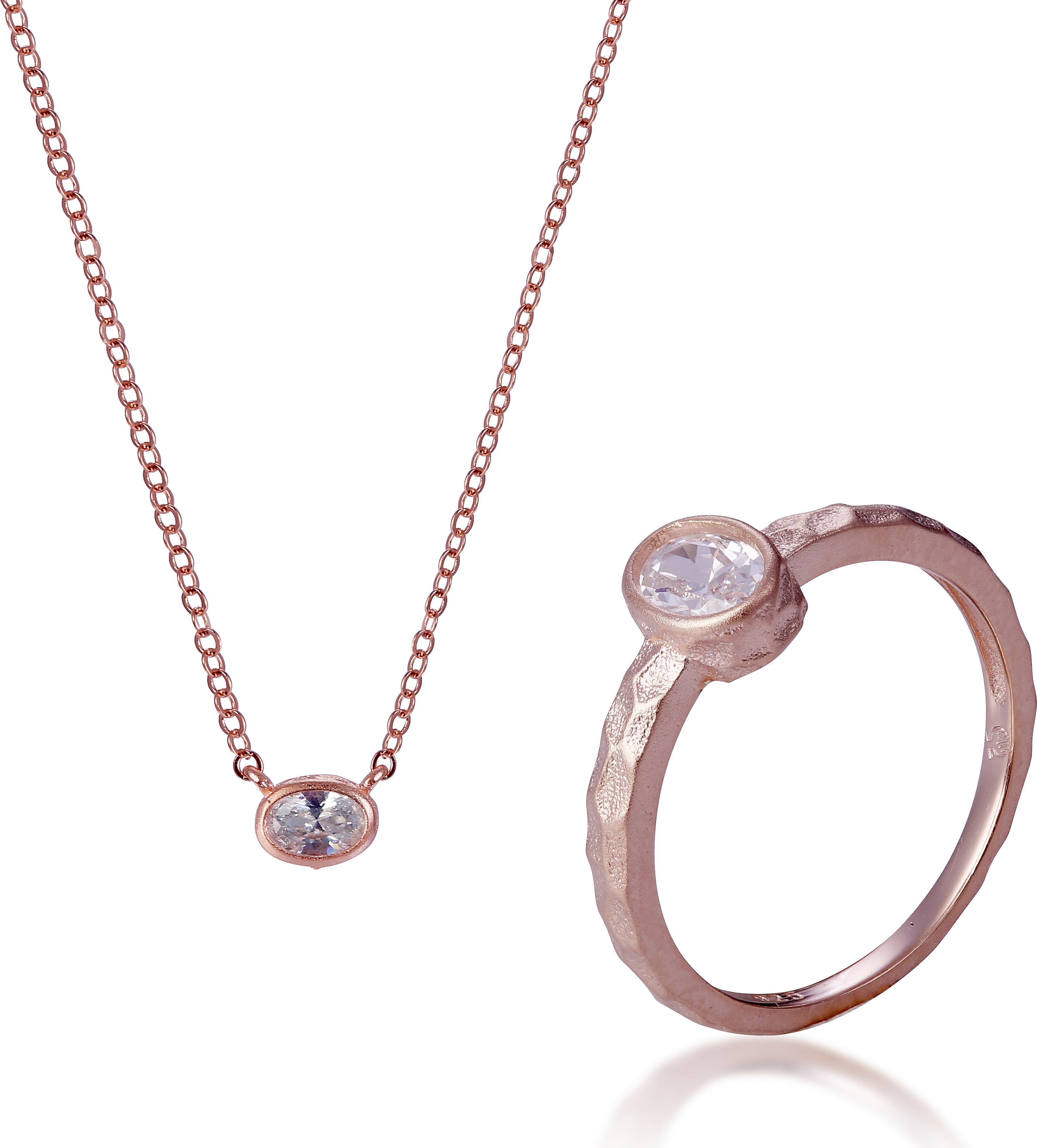 Orphelia 'Robin' Damen-Set aus 925er Sterlingsilber: Halskette + Ring – Rosé SET-7434