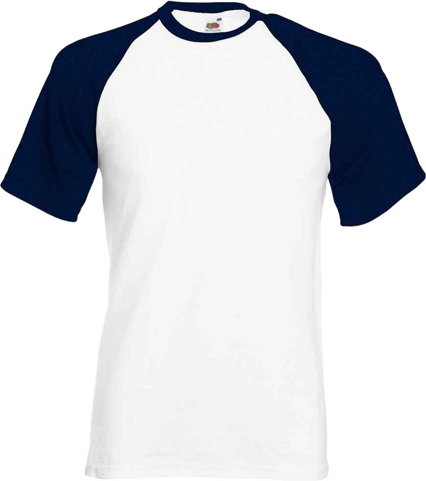 Fruit of the Loom - T-Shirt für Herren/Damen Unisex - Baseball (Weiß/Marineblau)