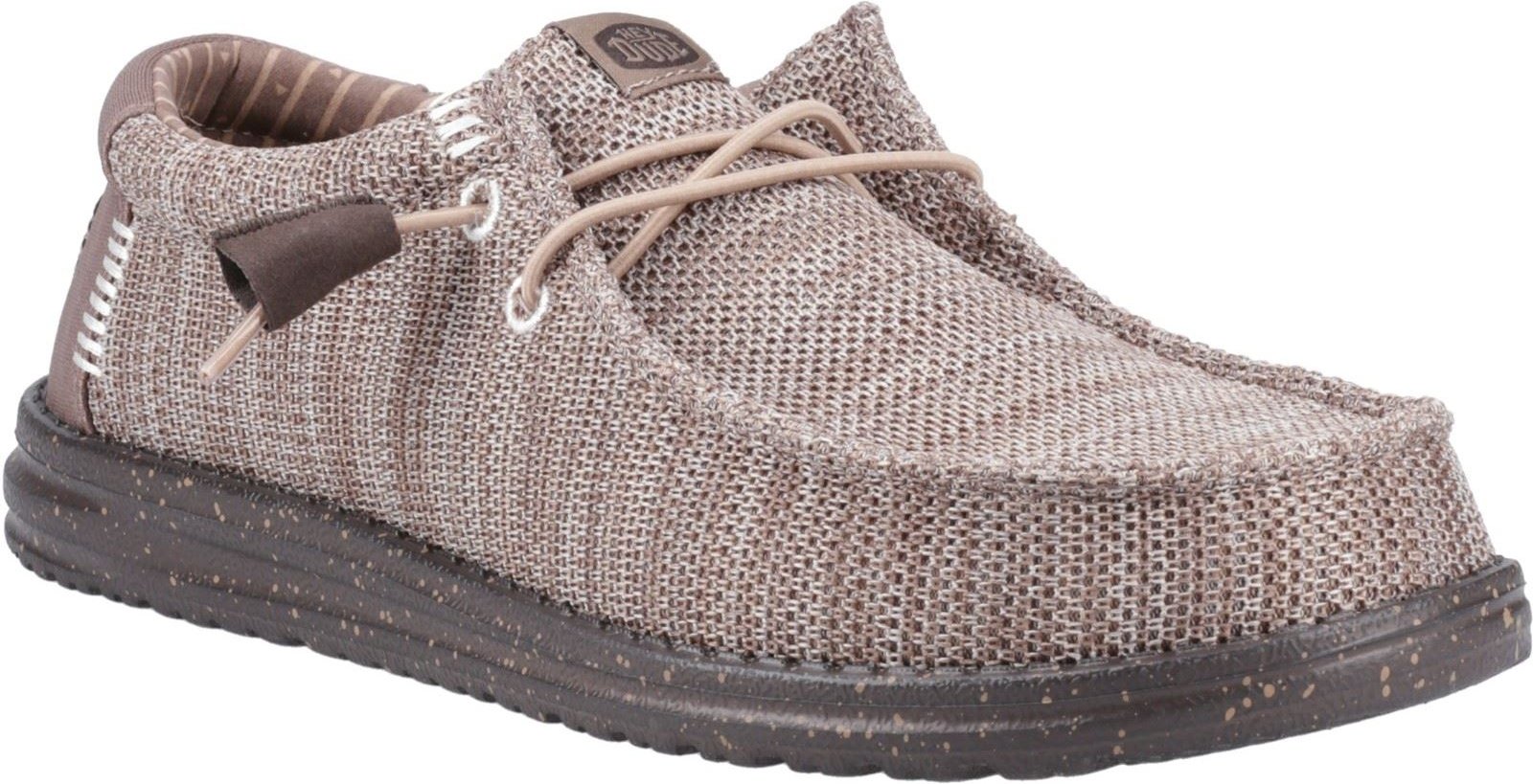 HEYDUDE Wally Stretch Mesh Polyester Herren Mokassins Schuhe in tiefem Taupe/Maulwurfsbraun