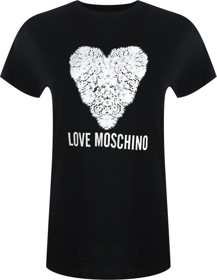 Schwarzes T-shirt Mit Herzprint Von Love Moschino