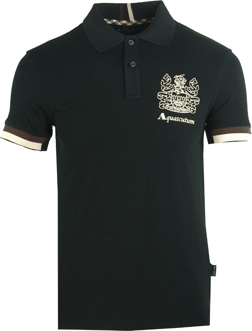 Aquascutum Aldis Crest Logo Schwarzes Poloshirt