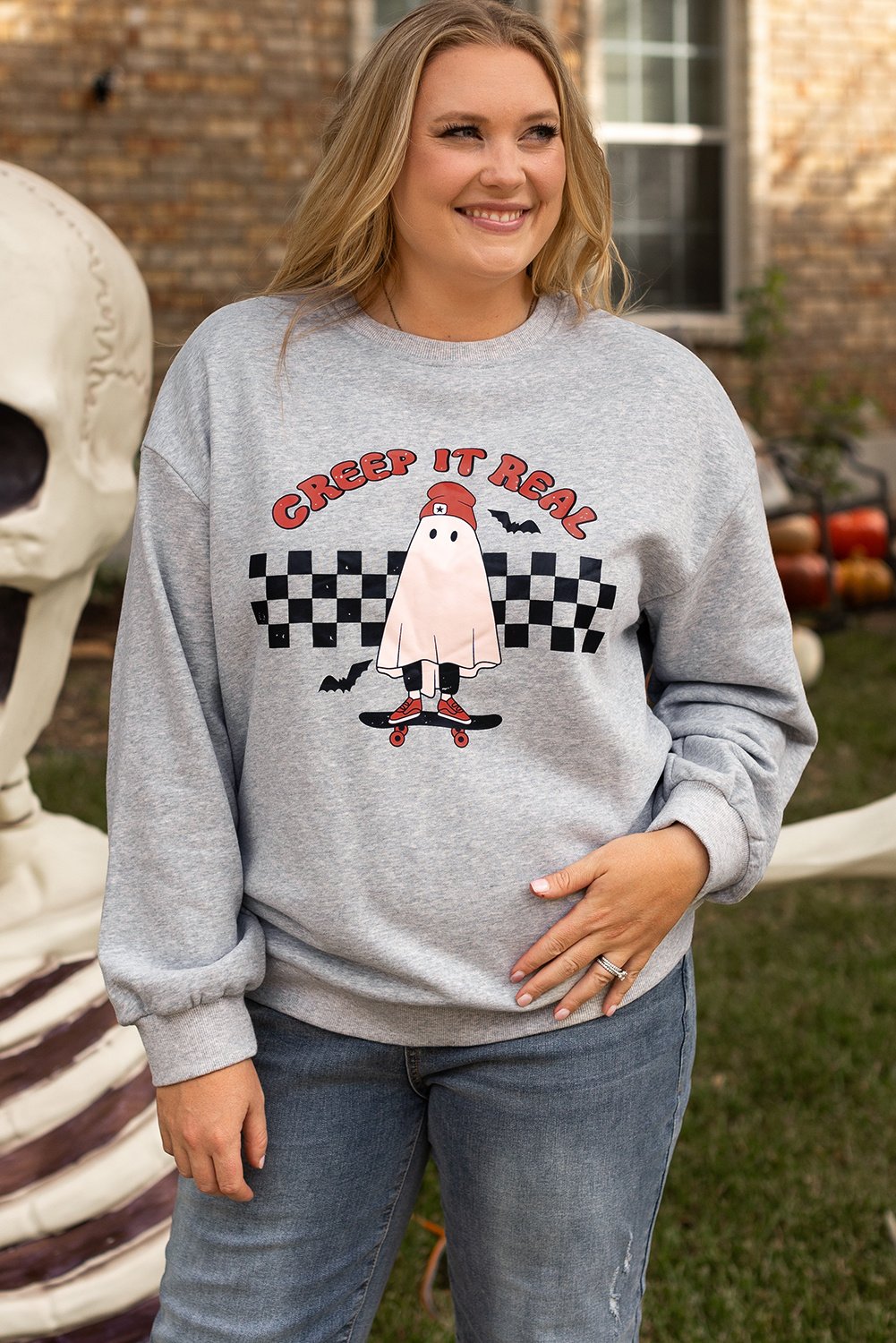 Plus Size Gespenst Skateboard Sweatshirt