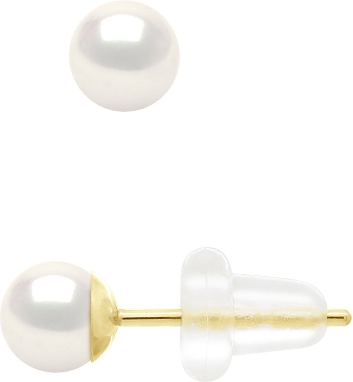 Ohrringe Gelbgold 750 - Echte Süßwasser-Zuchtperlen rund 4-5 mm