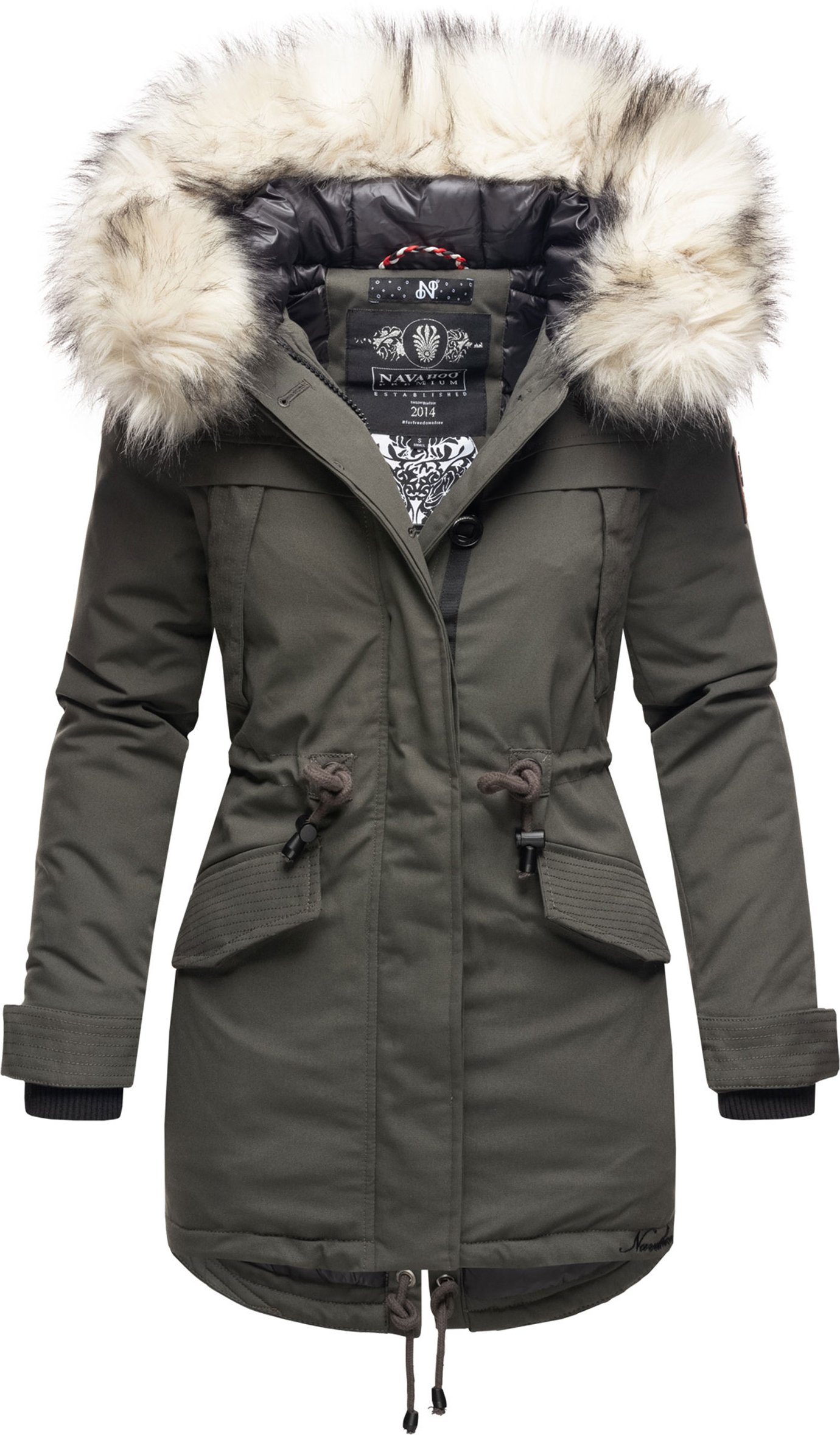 Navahoo Premium Damen Winterjacke Lady Like – Klassischer Parka mit Abnehmbarem Kunstfellkragen