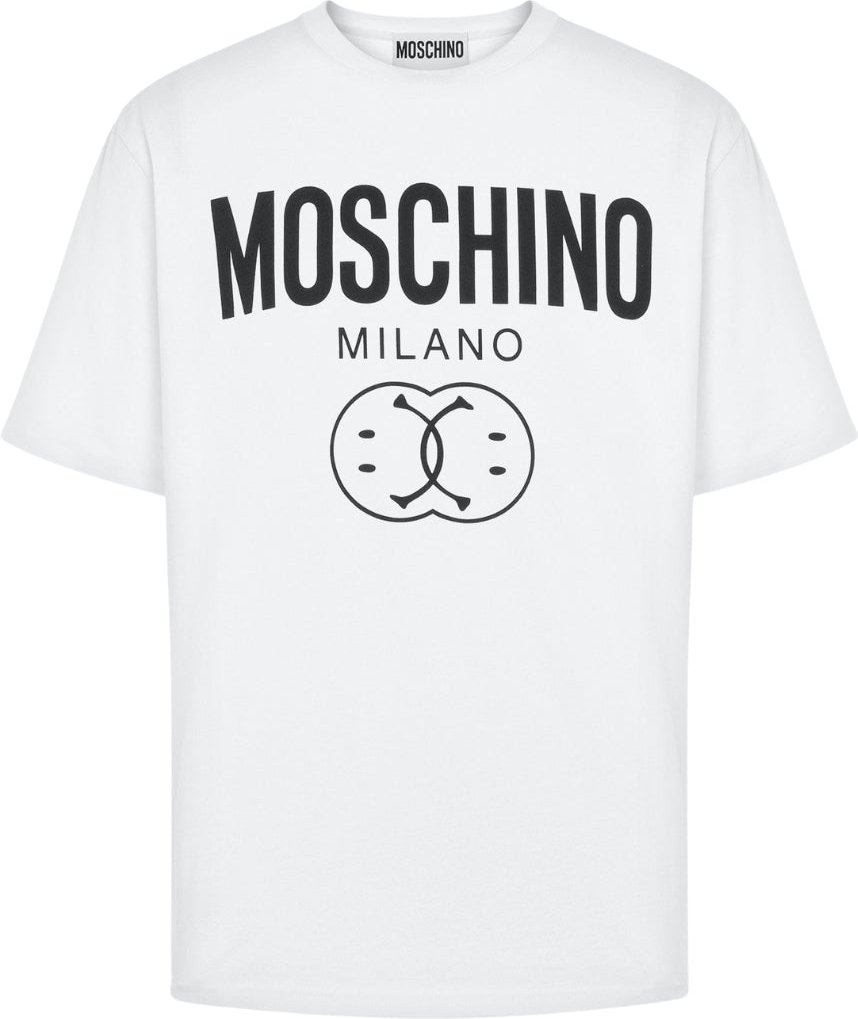 Moschino Milano - Weißes T-shirt Mit Doppel-smiley-logo
