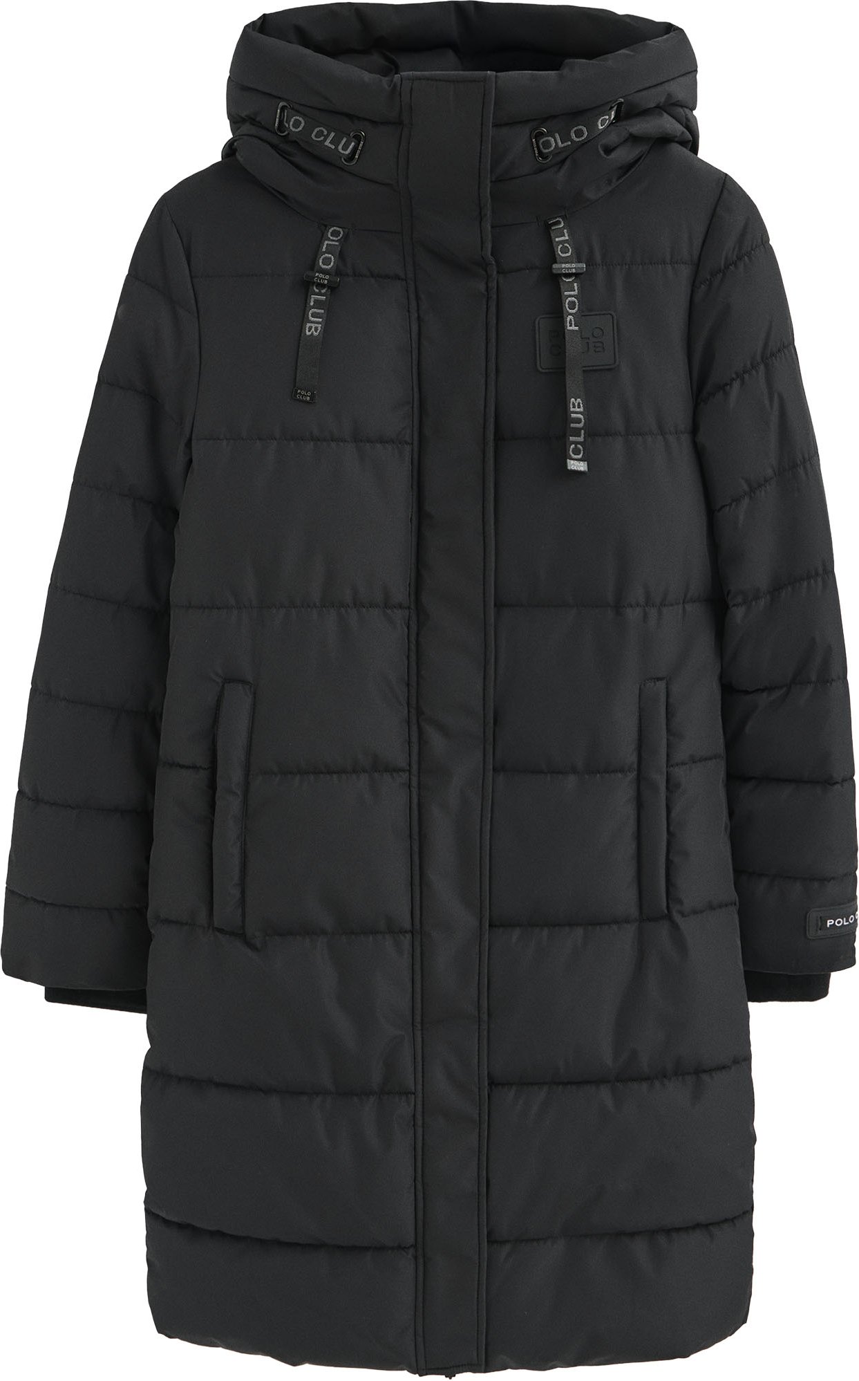 Mantel Iris schwarz mit Polo Club-Logo