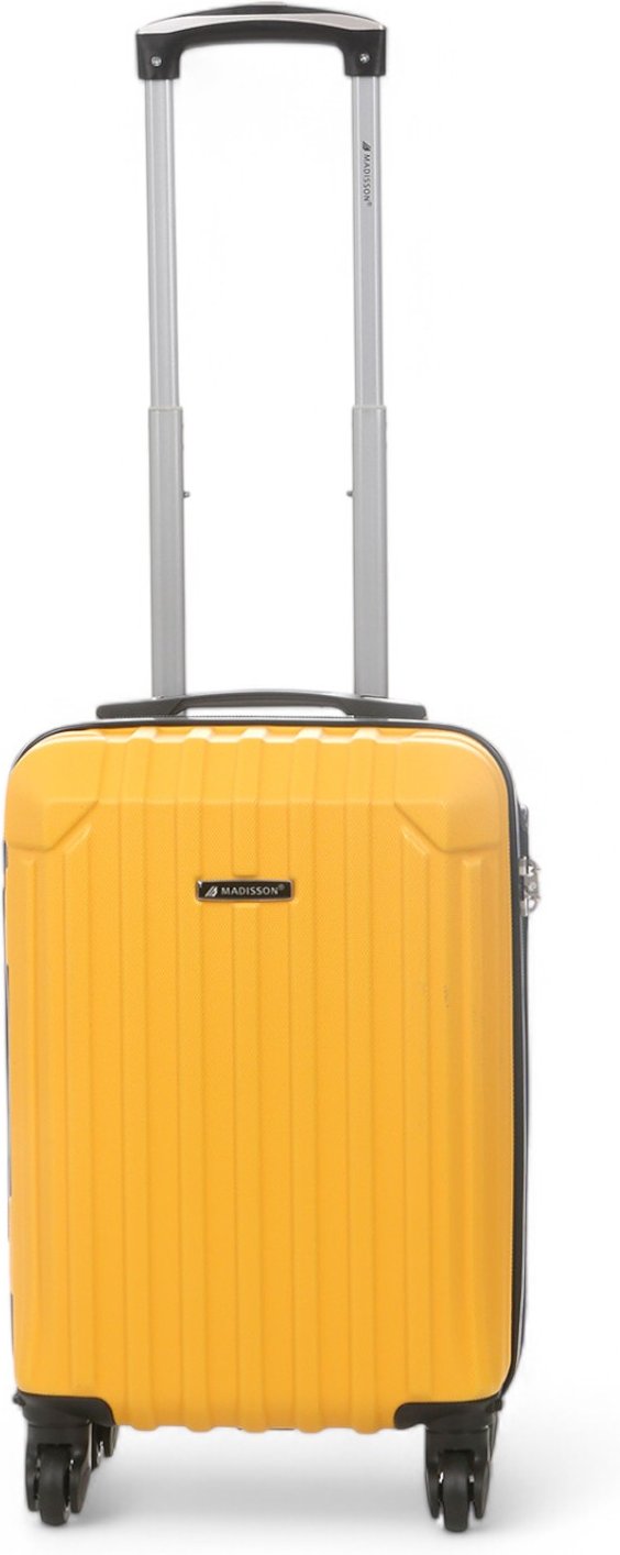 Hartschalen-Handgepäckkoffer aus gelbem ABS mit 8 Rädern, unter dem Sitz verstaubar