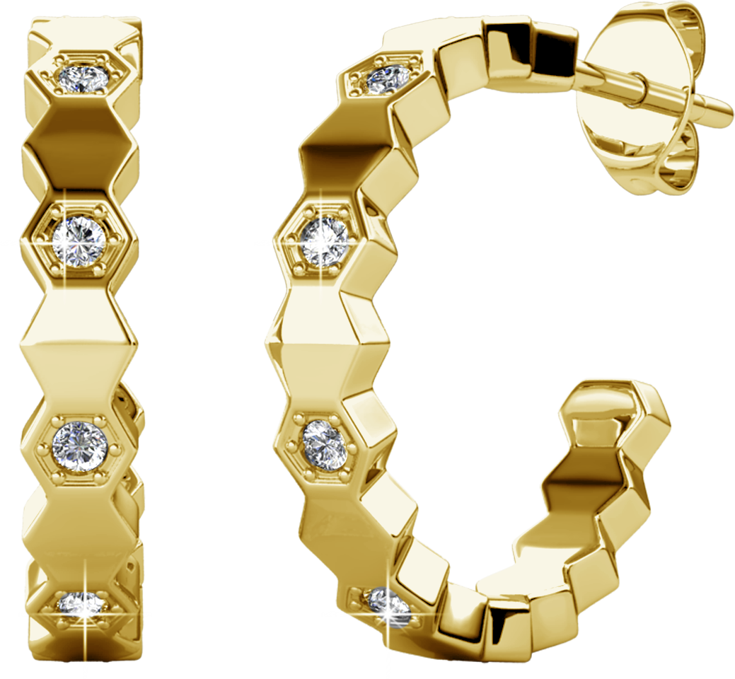 Gebogene Ohrringe - Gold und Kristall