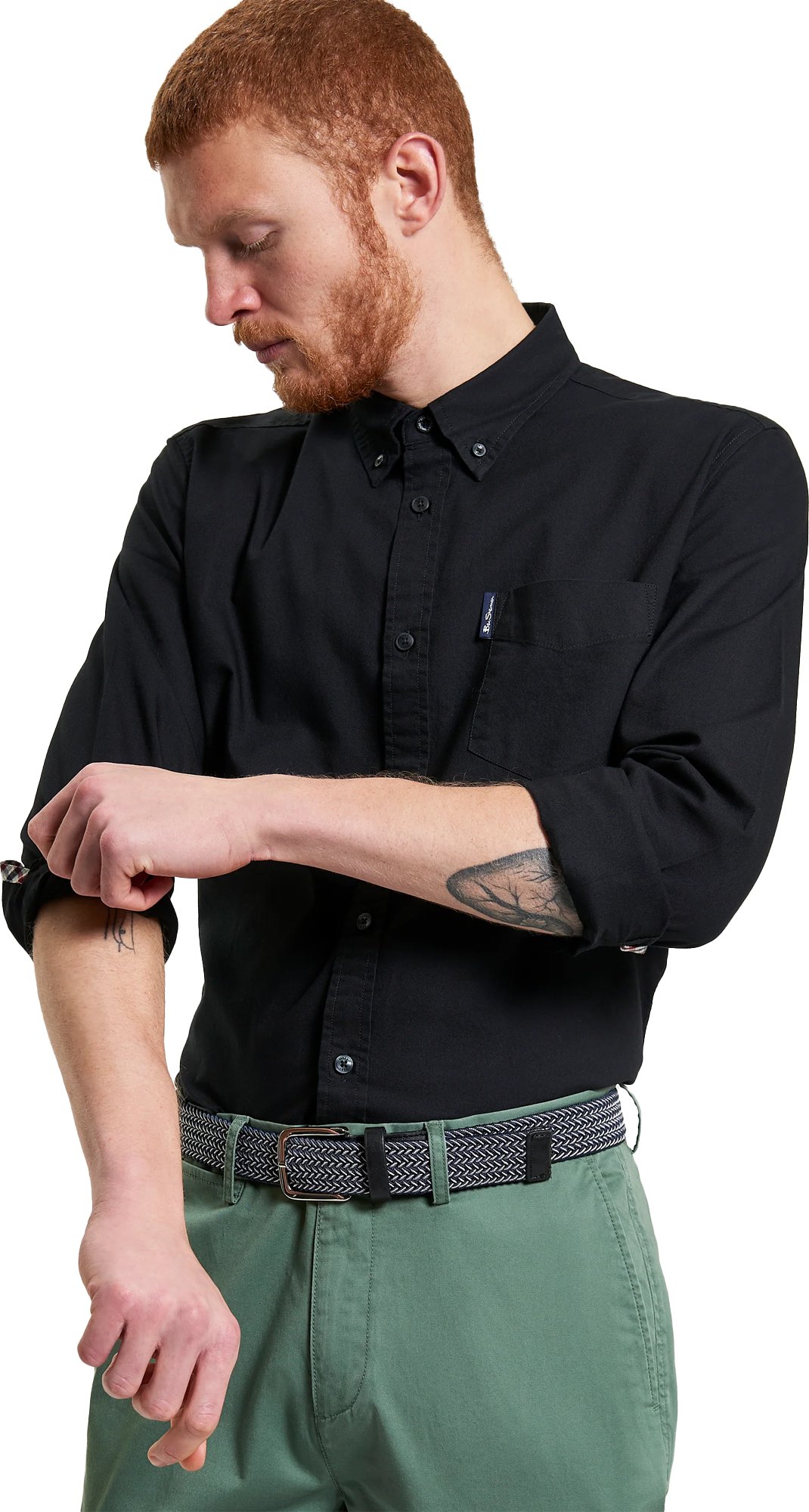 Ben Sherman - Hemd für Herren, Oxford-Stil, Langärmlig (Schwarz)