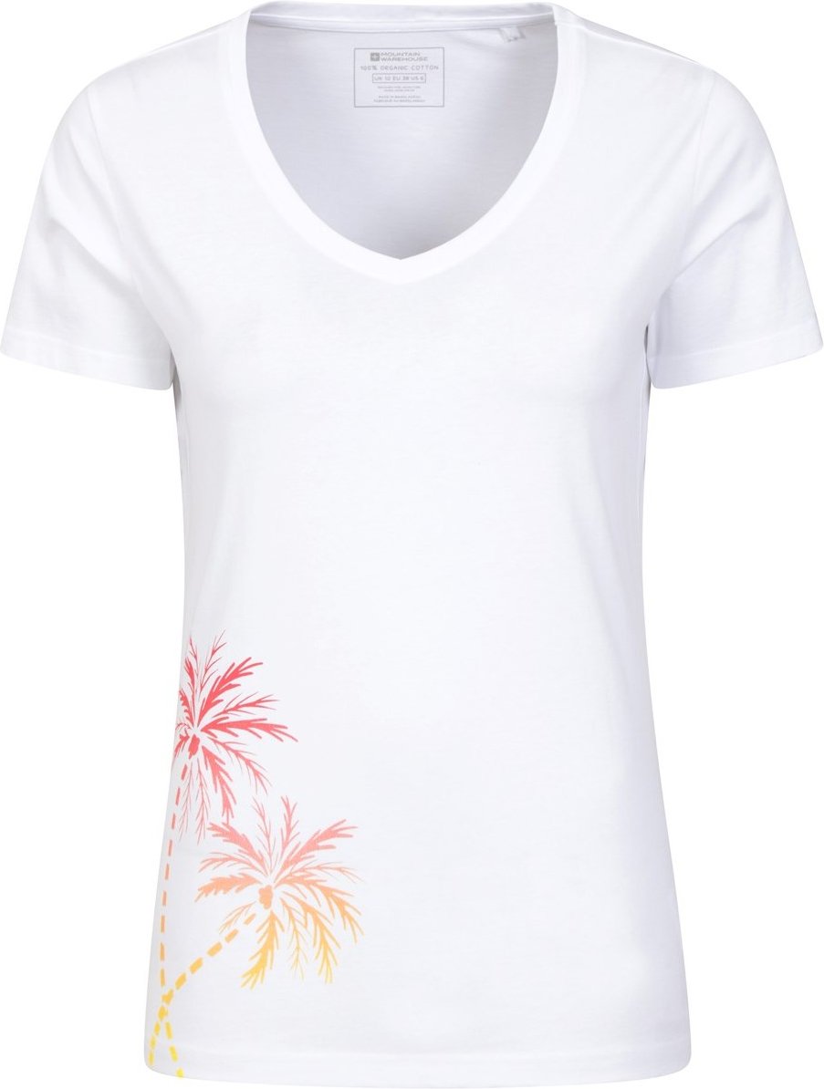 Mountain Warehouse Damen/Damen Palm Tree V-Ausschnitt T-Shirt (Weiß)