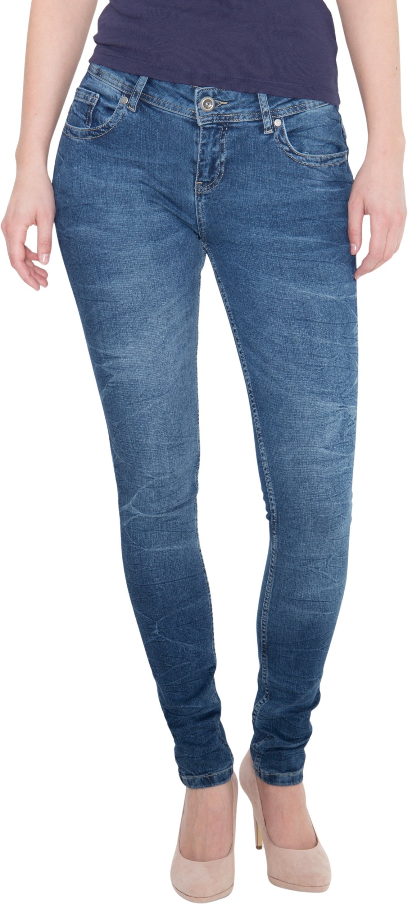 Way of Glory Damen WAY OF GLORY 5-pocket Jeans »Maria« Slim Fit Maria mittelblau