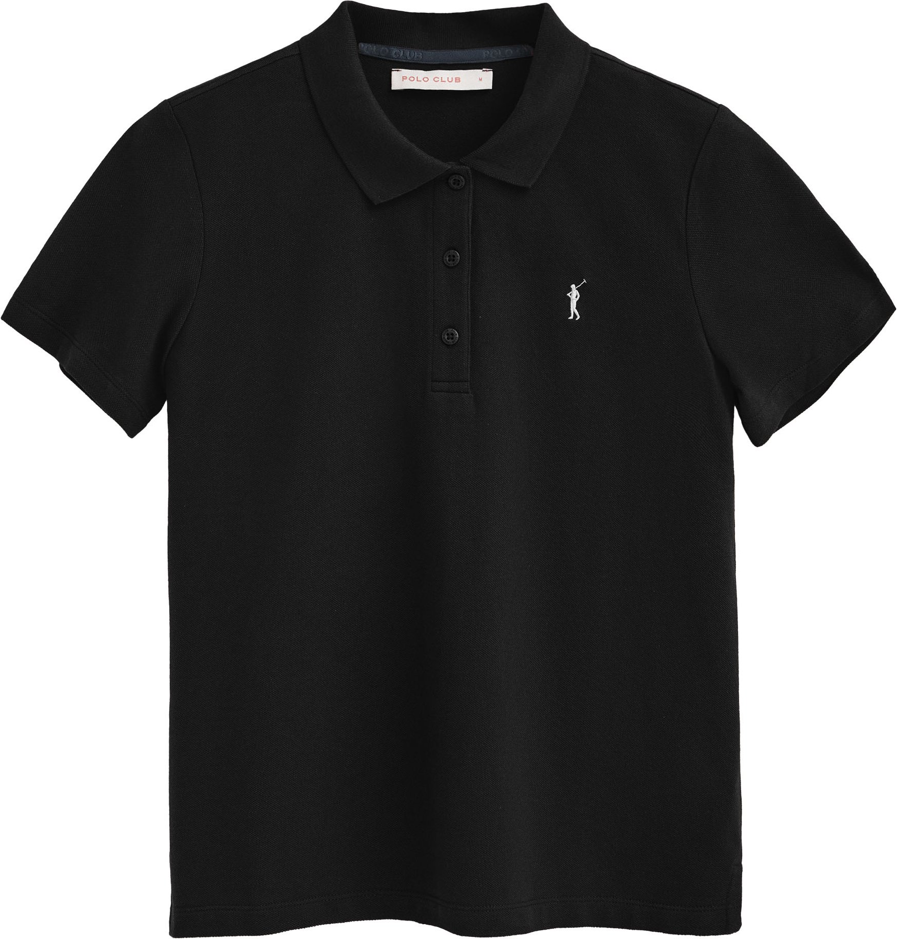 Poloshirt schwarz mit kurzen Ärmeln und gesticktem Rigby Go-Logo