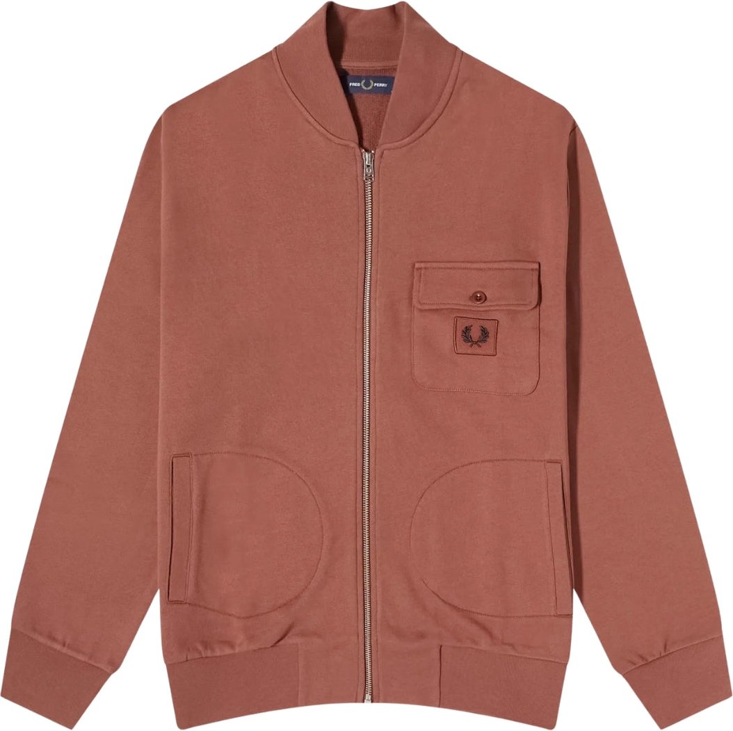 Fred Perry - Bomberjacke mit durchgehendem Reißverschluss in Whiskeybraun