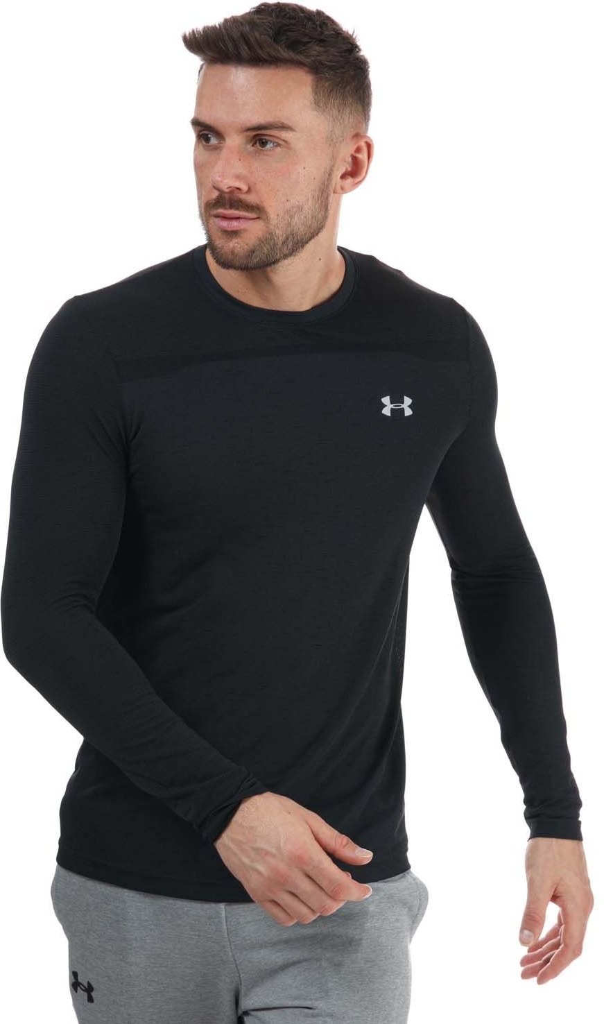 Thumbnail - Herren Under Armour UA Seamless Langarm T-Shirt in Schwarz