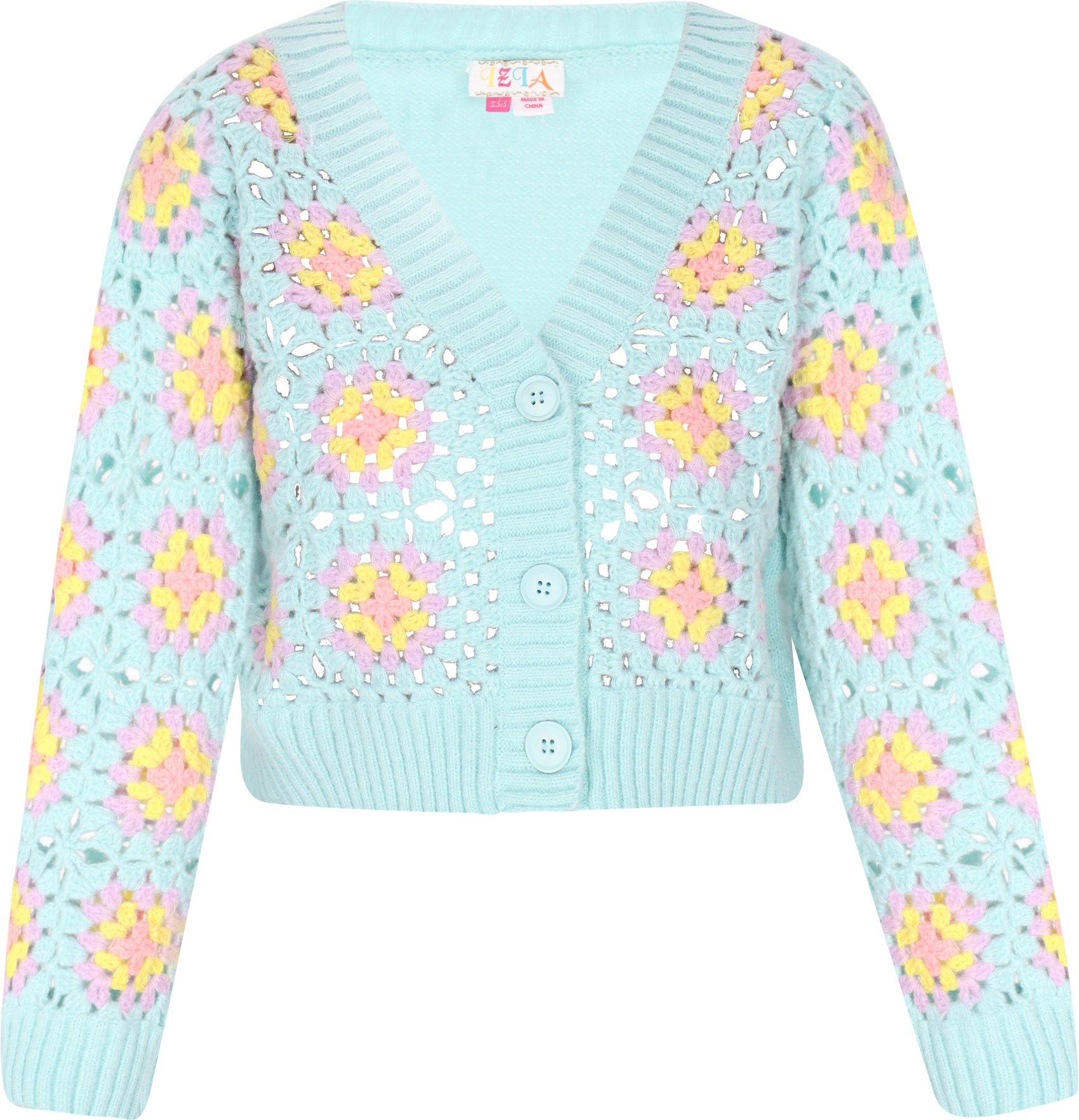 IZIA Strickjacke Frauen türkis mehrfarbig