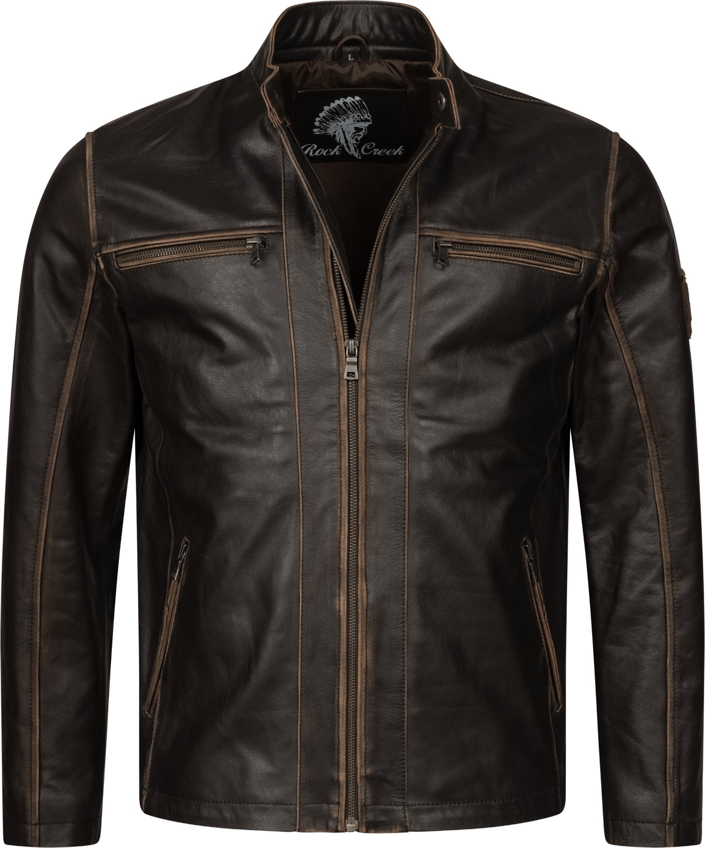 Thumbnail - Rock Creek Lederjacke Dunkelbraun