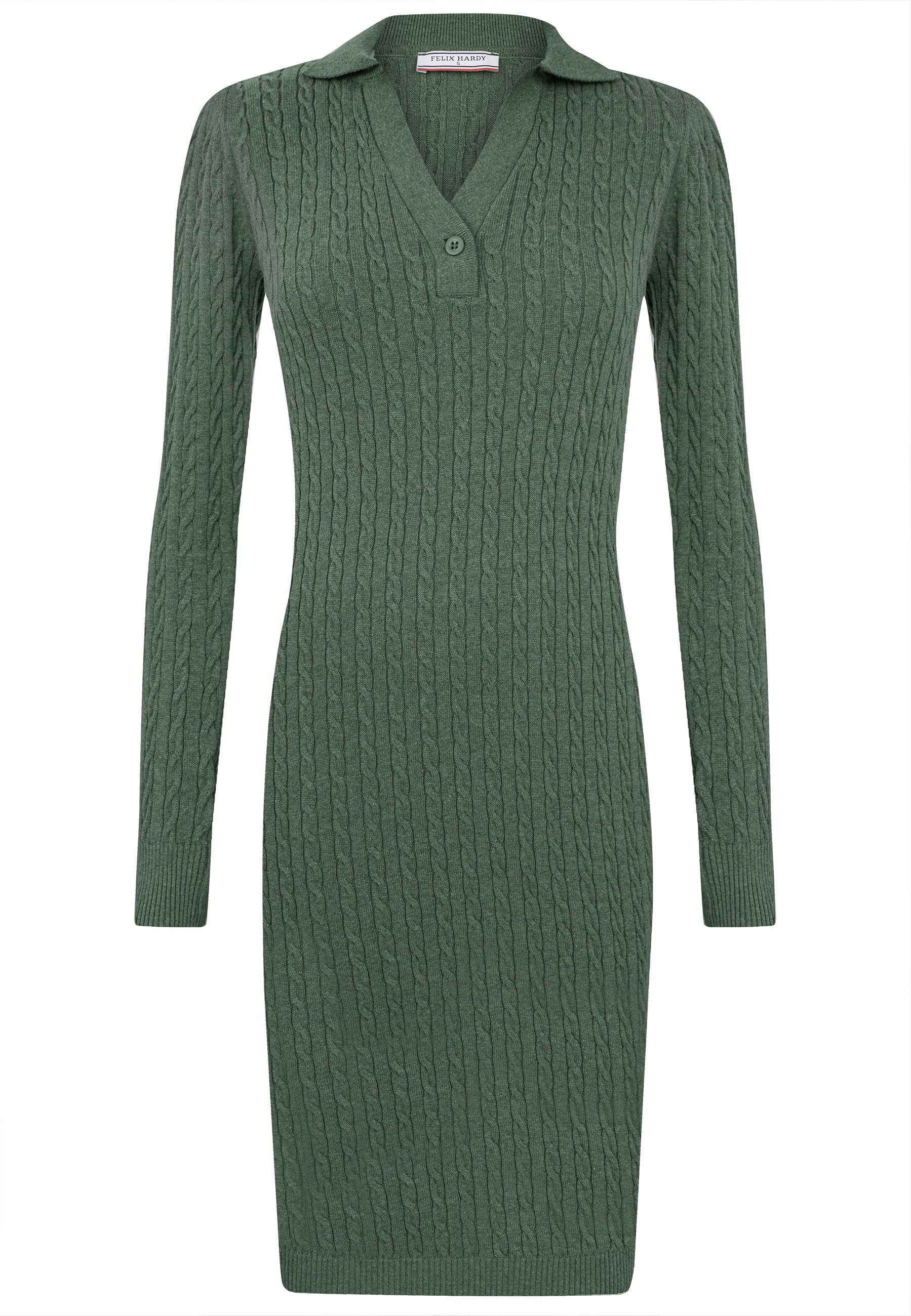 Thumbnail - Kleid Langärmeliges Kabelstrickkleid