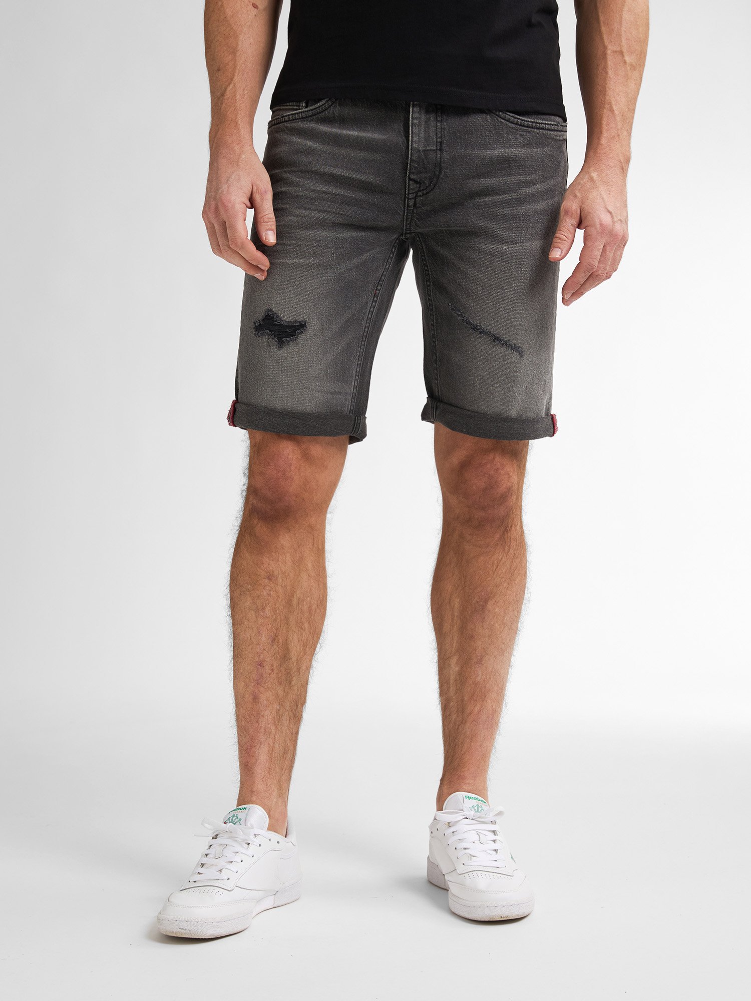 Petrol Industries - Boyd Ripped Denim Shorts Flamingstone Herren - Schwarz