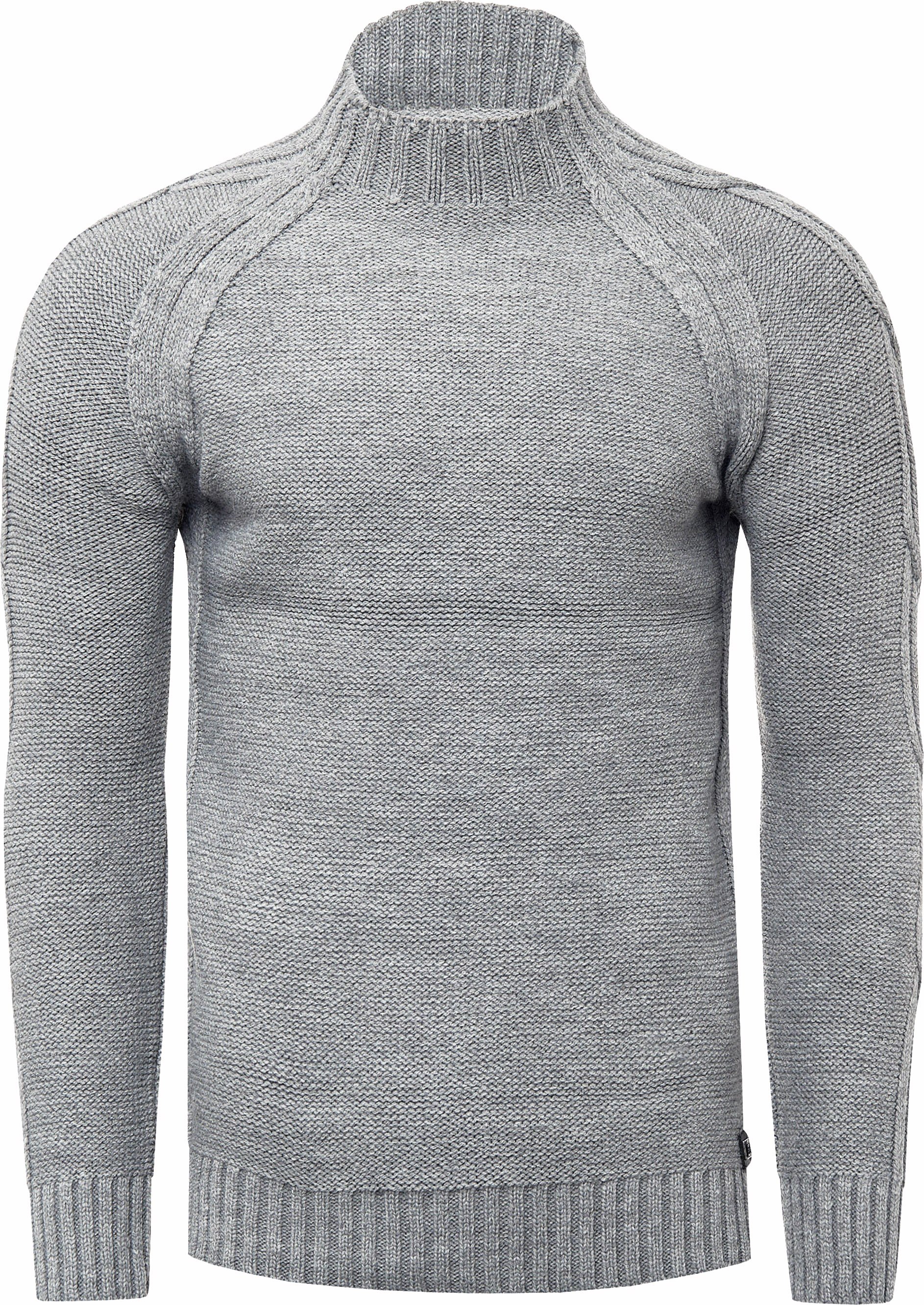 Thumbnail - Grobstrick Einfarbiger Stehkragen-Pullover