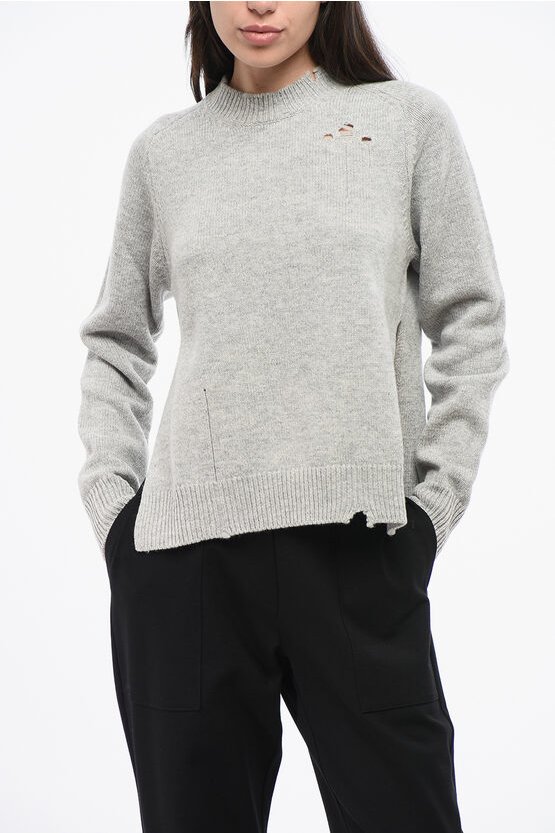 MM1 MM10 – Grauer Wollpullover mit Distressed-Effekt