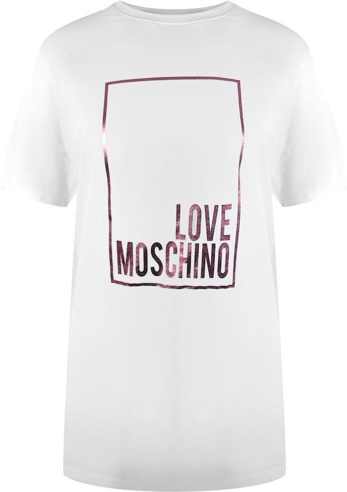 Moschino Shiny Box Logo White T-shirt