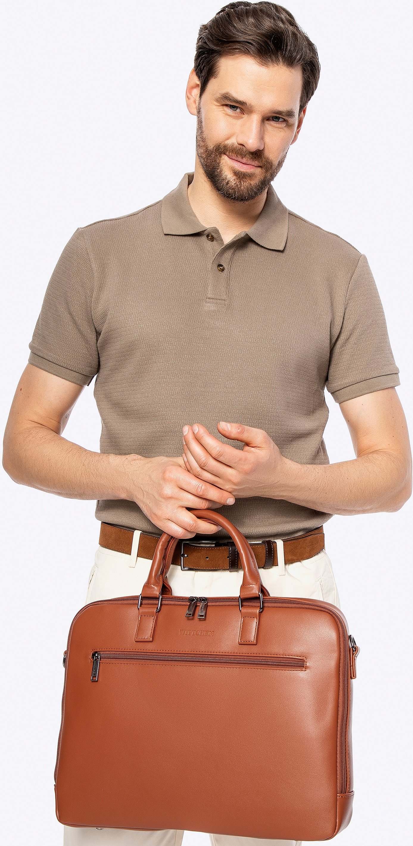 Wittchen Herren-Laptoptasche, 16 Zoll, Hellbraun, Kunstleder, Hellbraun, Öko-Leder