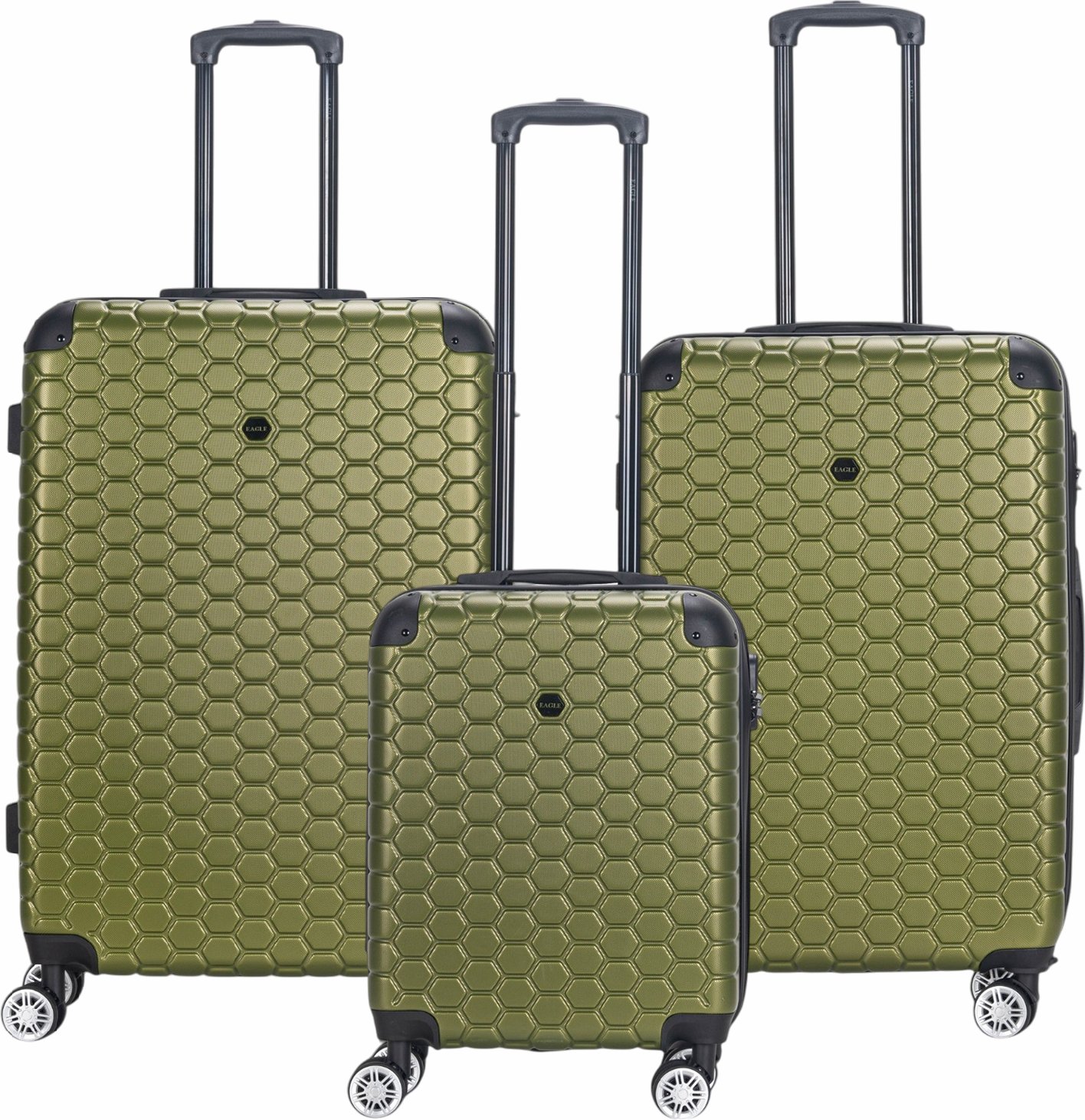 Erweiterbarer grüner Hartschalen-ABS-Koffer mit 8 Rädern, Reisegepäck, Kabine, Urlaubstaschen