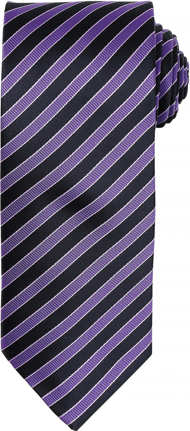 Premier Mens Double Stripe Pattern Formal Business Tie (Rich Violet/Schwarz)