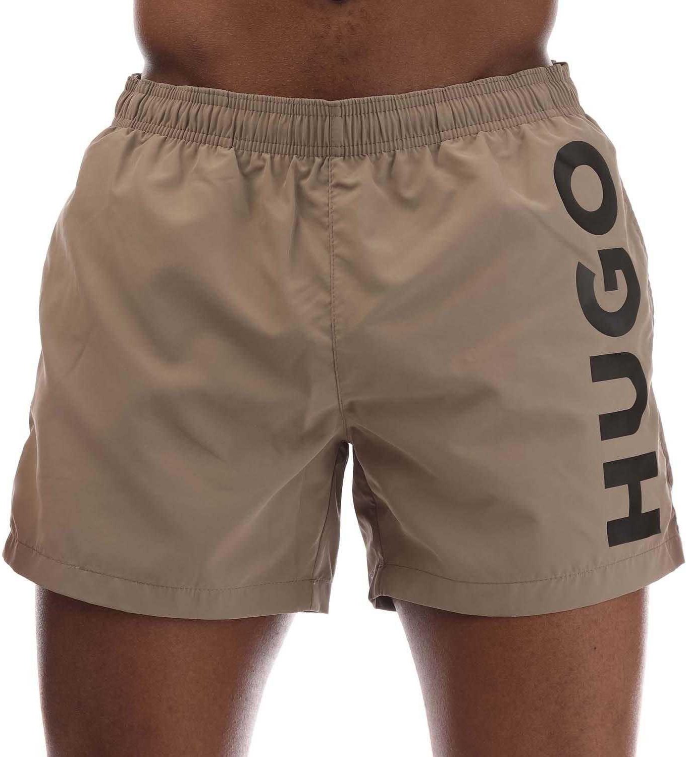 Hugo - "Abas" Badeshorts Logo für Herren (Beige)