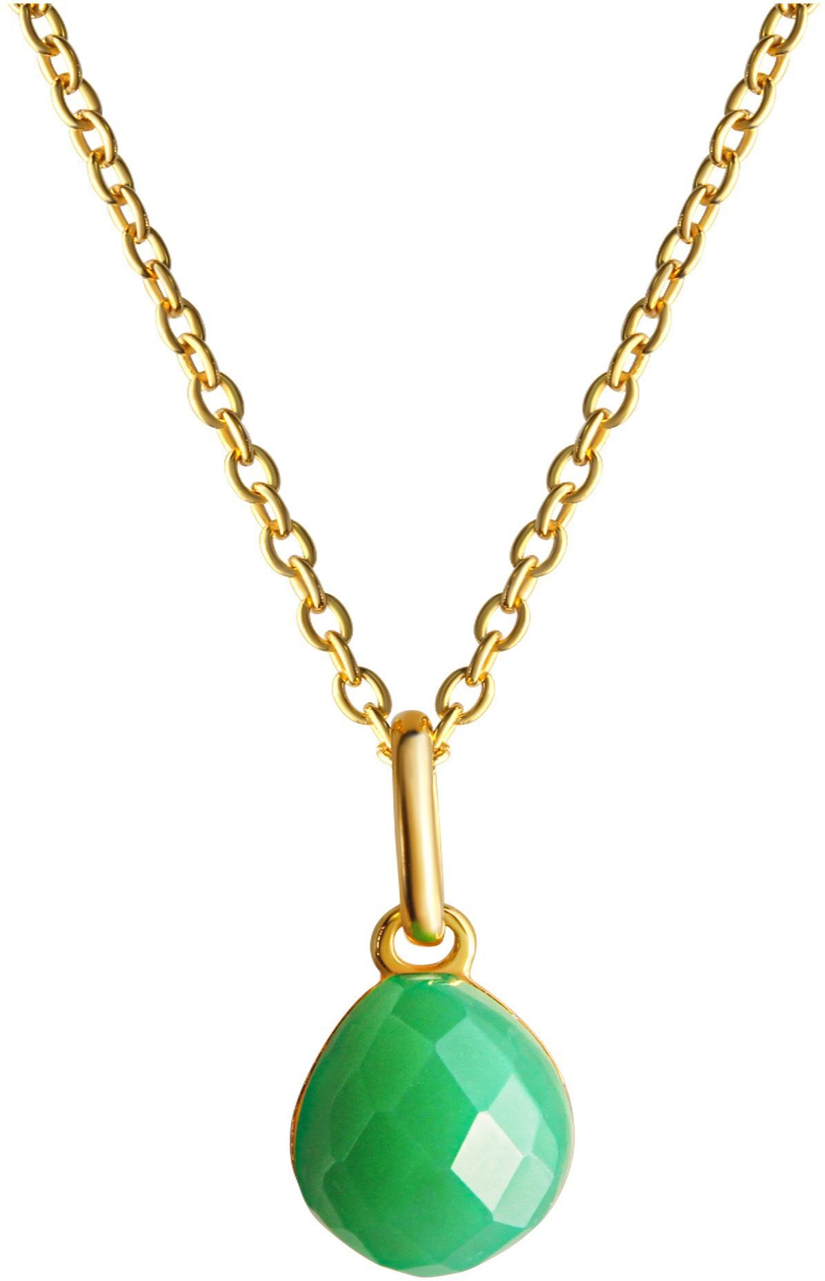 Jamelli Halskette Silber 925 vergoldet 42+3cm lang mit echtem Chrysopras