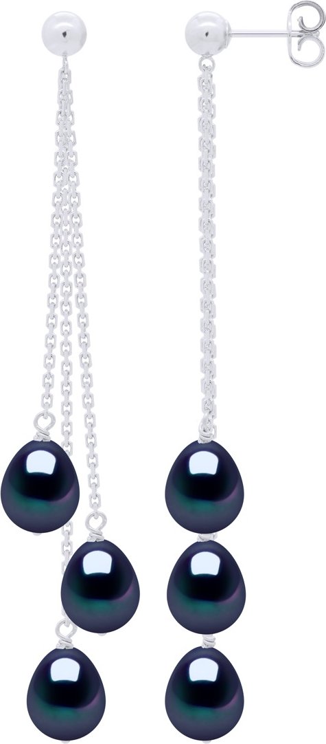 Ohrringe Trio - 3 echte Süßwasser-Zuchtperlen Birne 7-8 mm