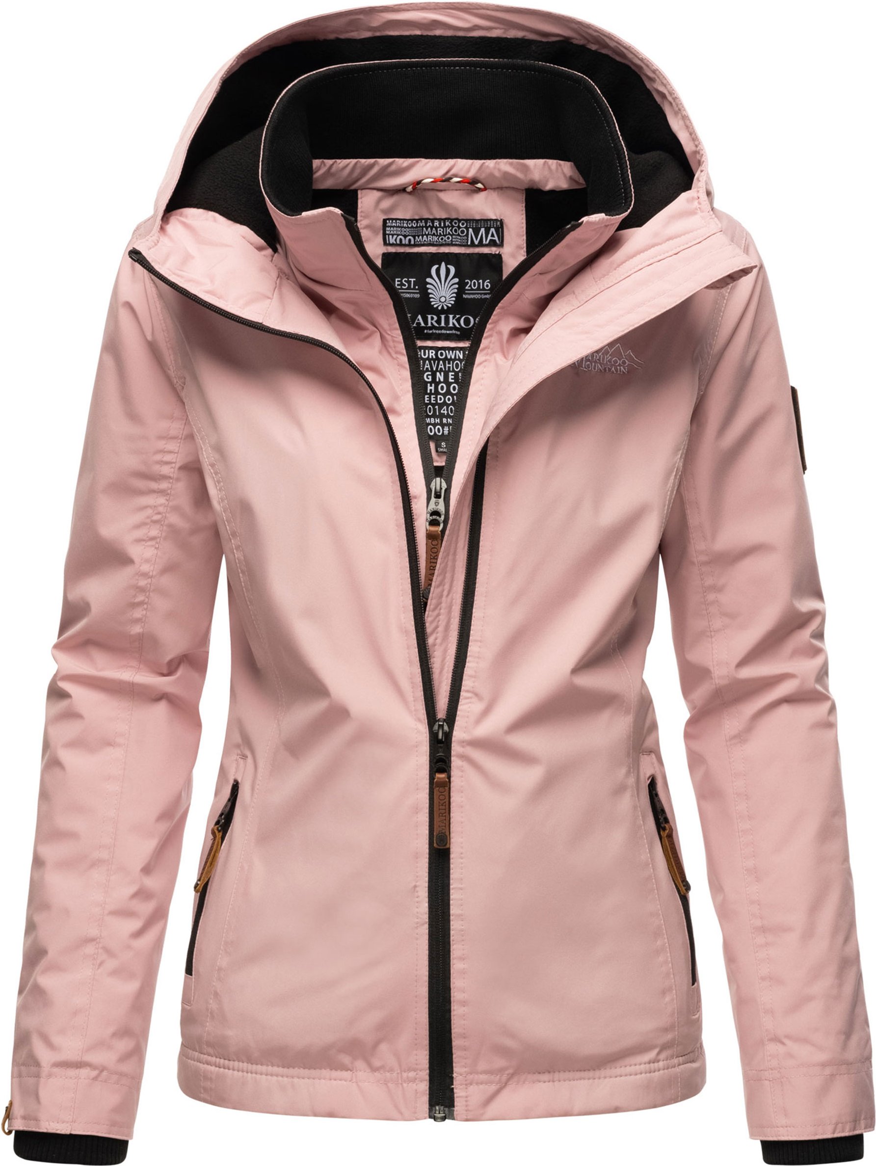 Marikoo Damen Übergangsjacke Erdbeere mit Doppelkragen & Fleece-Innenfutter