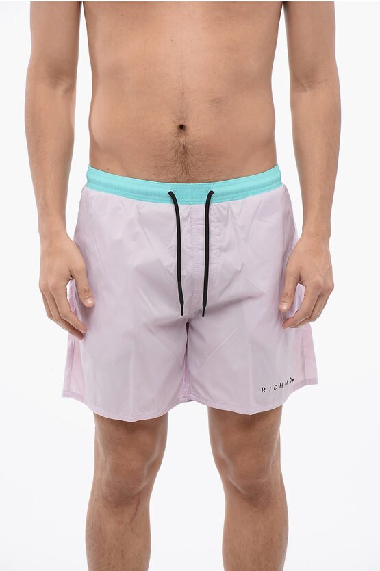 Zweifarbiger Boxer-Badeanzug in Azzurro, Rosa